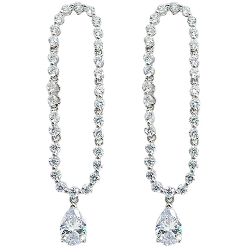 1CT Water Drop White Lab Moissanite Diamond Sparkling Luxury Jewelry Real 100% 925 Sterling Silver Pear Cut Lady Party Women Long Dangle Earring Gift