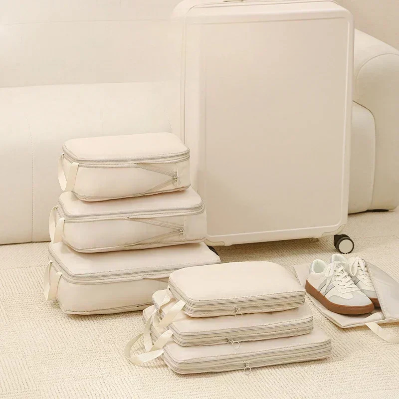 Compressible Packing Travel Storage Bag Cubes Waterproof Suitcase Nylon Portable with Handbag Luggage Organizer Tidy Travel Suit 250526
