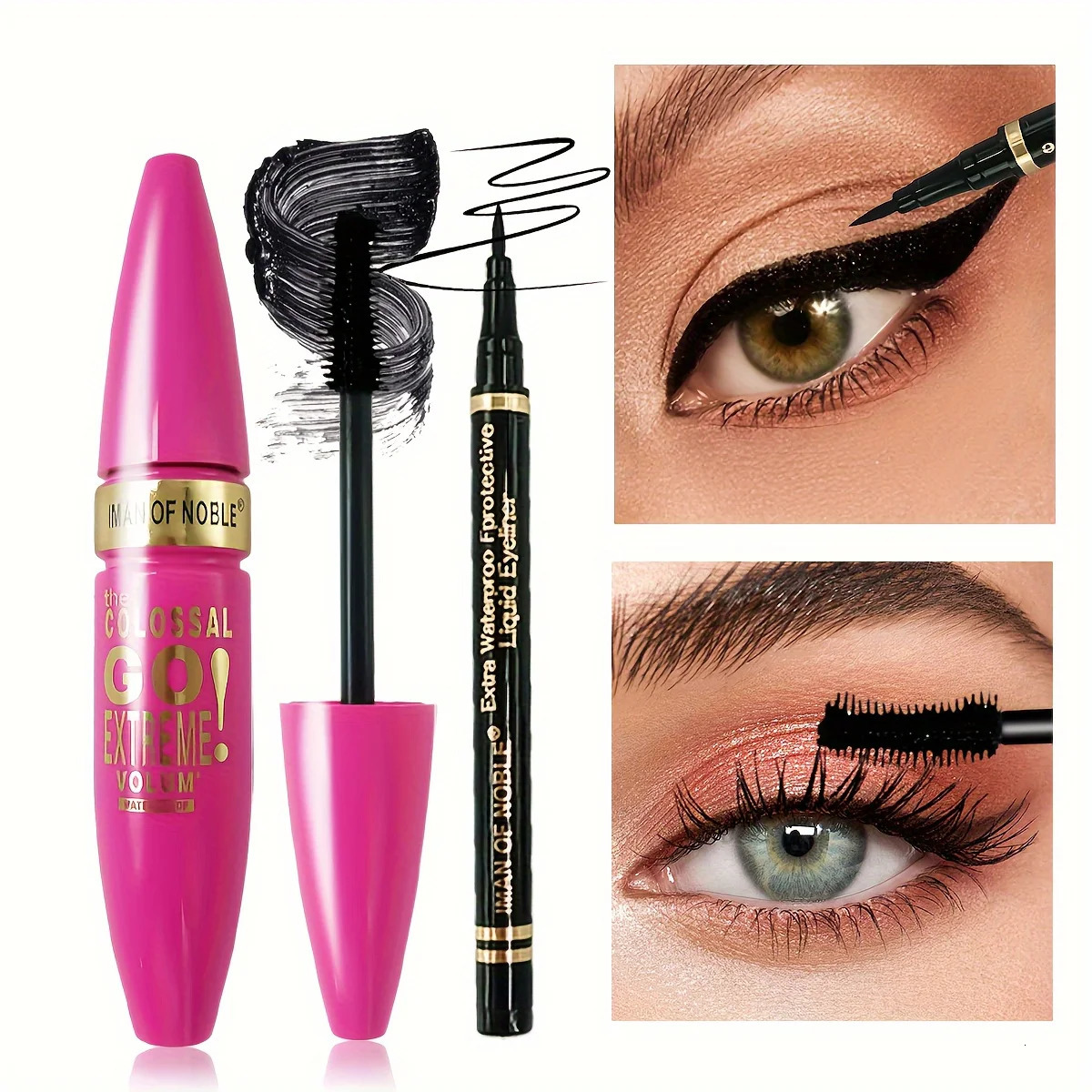 Mascara with Eyeliner Combo Black Slim Drawing Line Smooth Definition Long Lasting Waterproof Eye Makeup 2 Pcs Set 250523