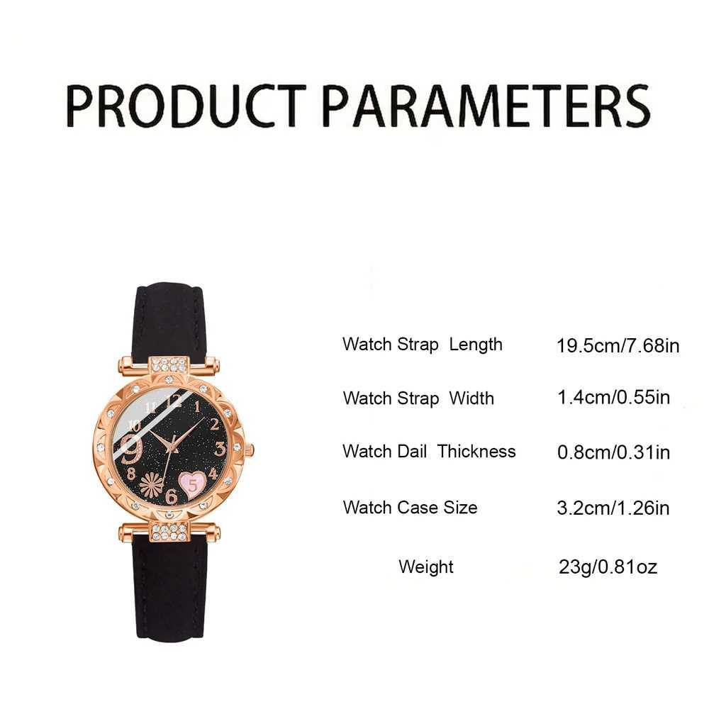 6PCS Set Watch For Women Luxury Leather Analog Ladies Quartz Wrist Watch Fashion Bracelet Watch Set Female Relogio FemininoXJ250527