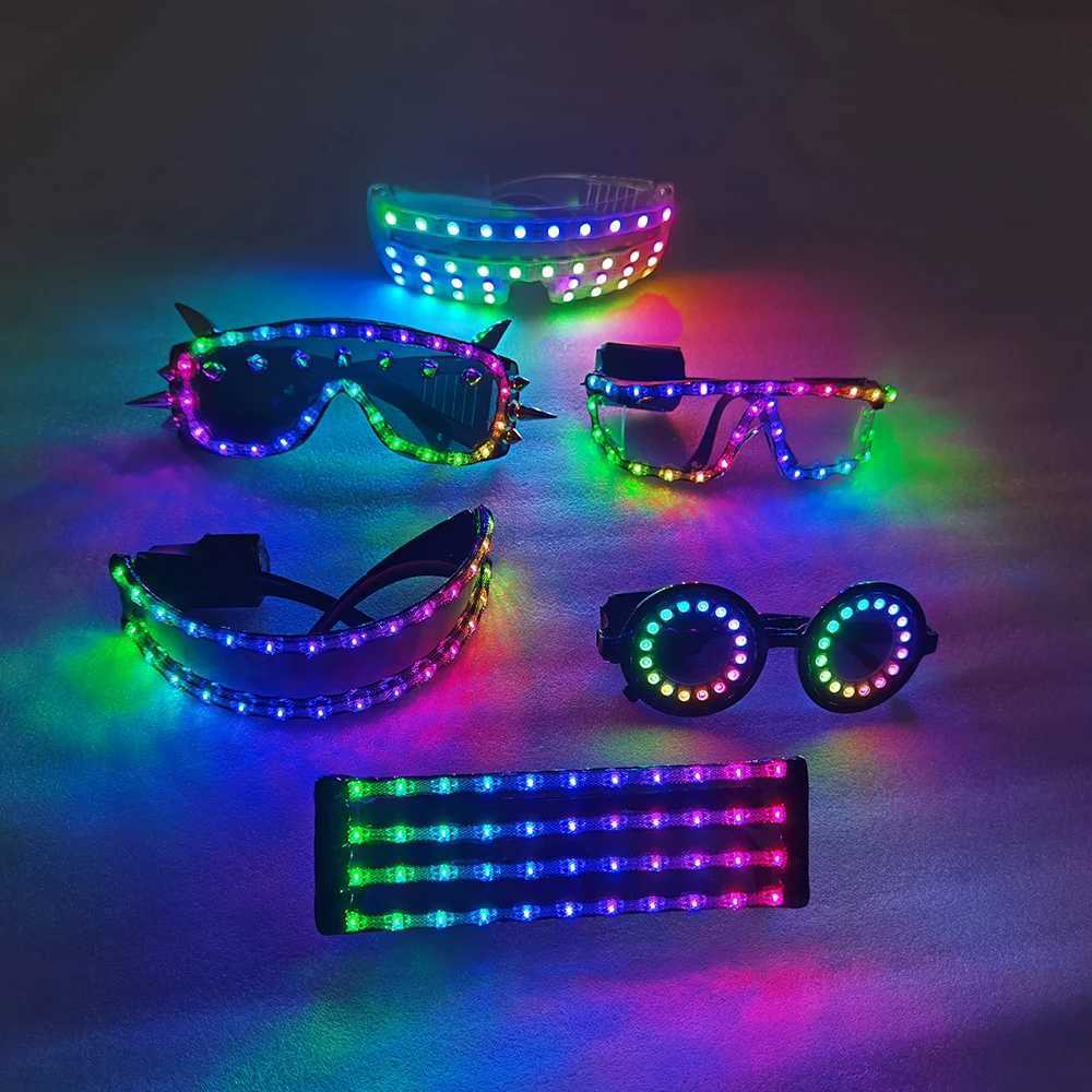 Full color remote control Burst Flashing LED Glow Glasses LED Glasses Rivet Punk Glasses Laser Glasses For Christmas Party W250528
