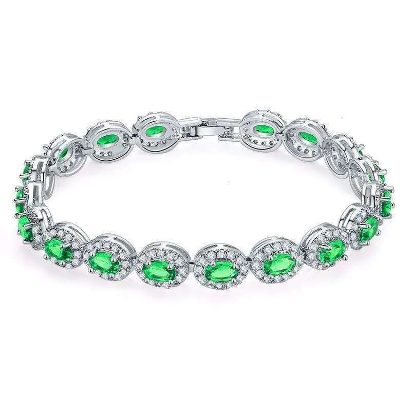 Elliptical Dia Zircon MOXI Copper Plated True Platinum Colorful Women's Bracelet