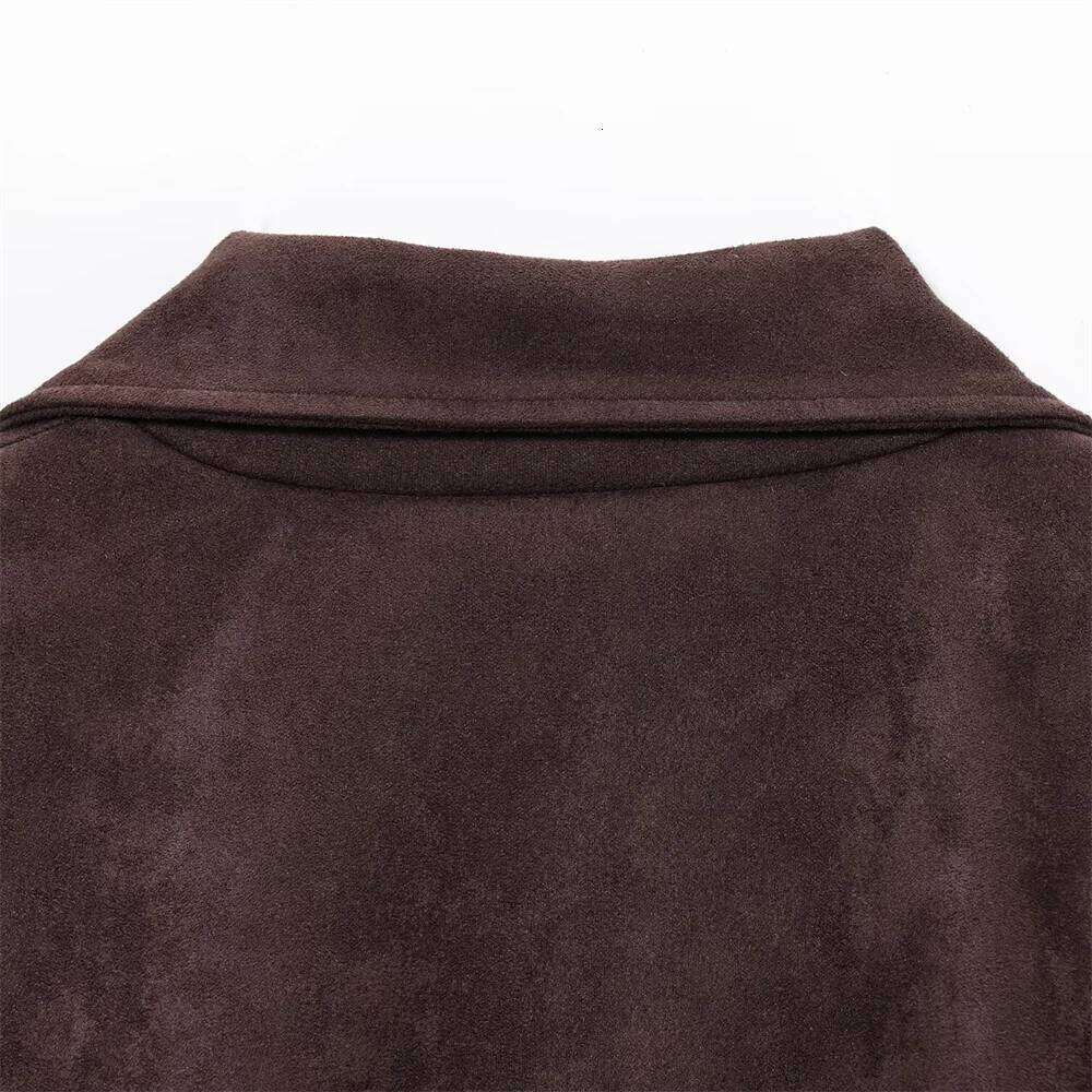 UNIZERA women's spring summer new fashion, simple and versatile suede motorcycle style jacket with belt