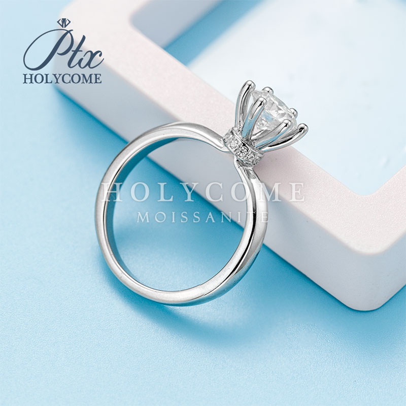 Classic Hot Selling Women Ring 925 Sterling Silver 1CT Six Claw Engagement VVS D Level Moissanite Wedding Rings White Gold Plated Solitaire Moissanite
