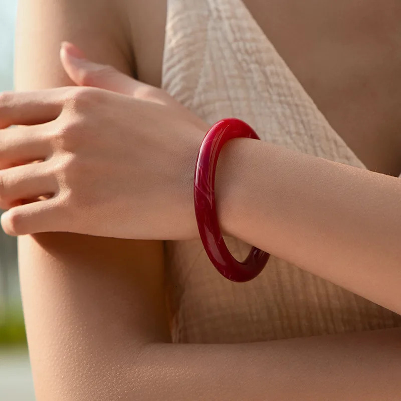Color Simple Round Resin Bangles For Women Fashion Party Jewelry Acrylic Open Accessories Gifts 250517