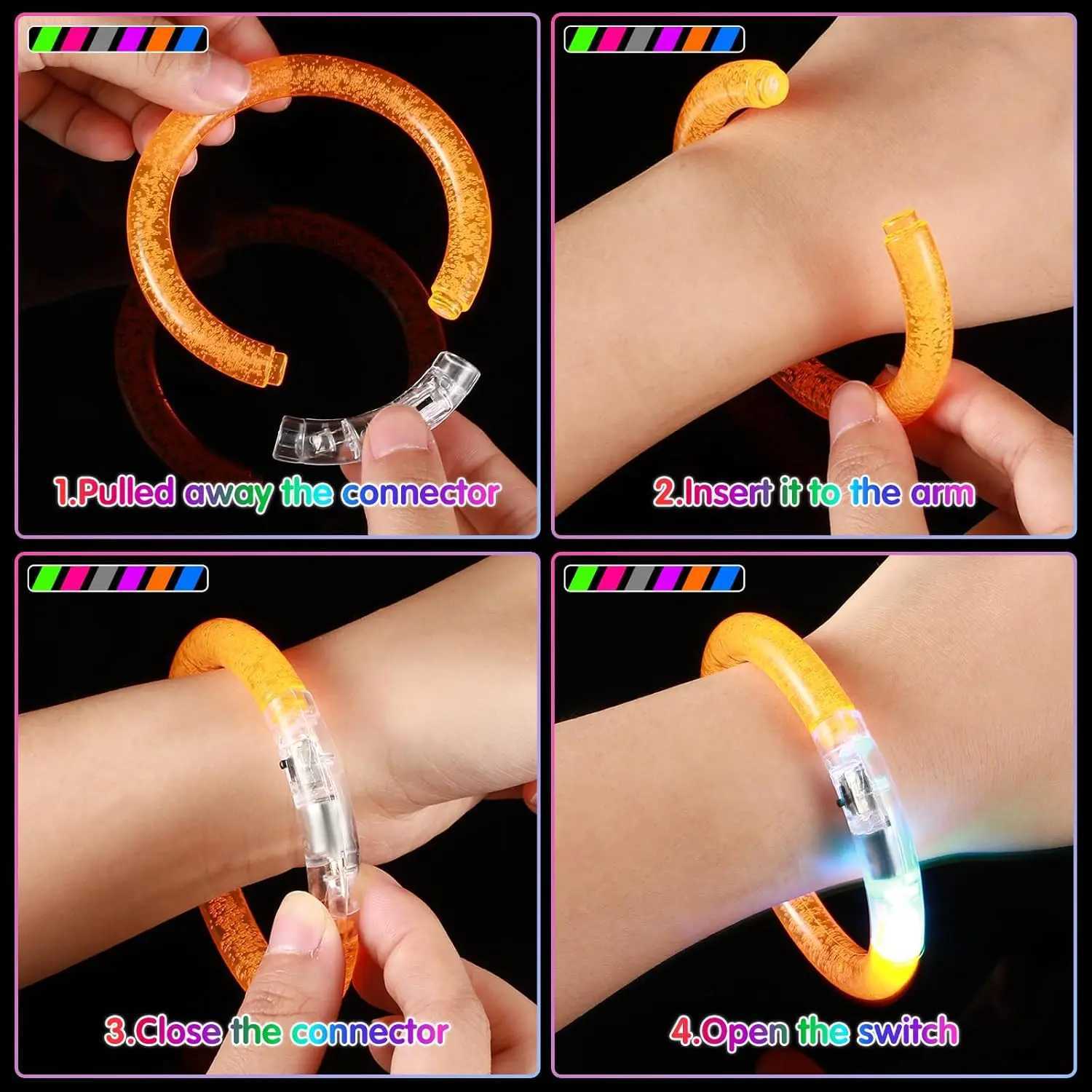 96-Pack LED Party Supplies 48 Glow Glasses 48 Bracelets Neon Flashing Gifts for Bachelor Carnival Birthday Wedding W250528