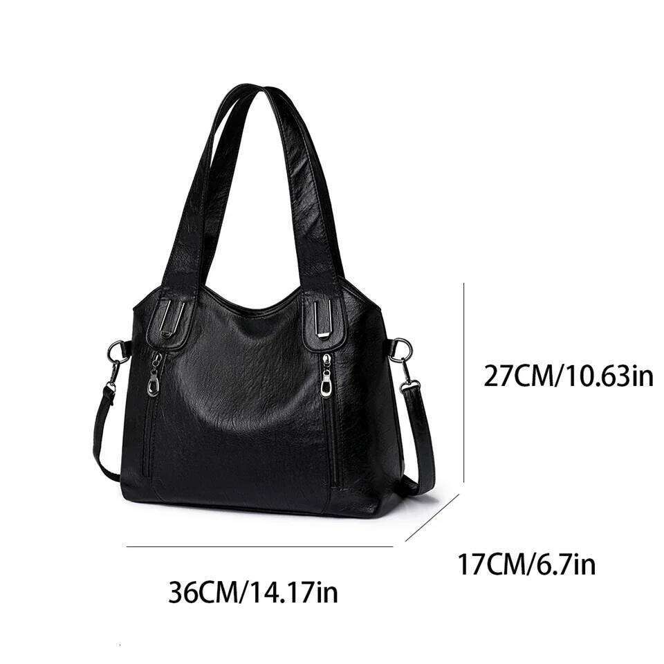 Capacity Brown Shoulder Bags For Women Large Shopper Solid Color Soft Leather Crossbody Handbag Lady Travel Tote Bag