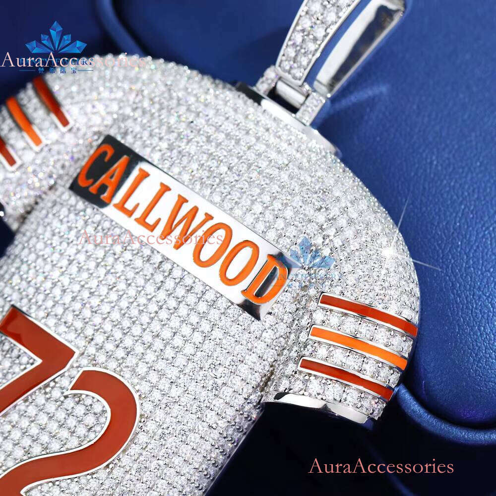 Custom Personality Sterling Sier Iced Out Moissanite Dia Jersey Number Letter Pendant for Men Gift Party