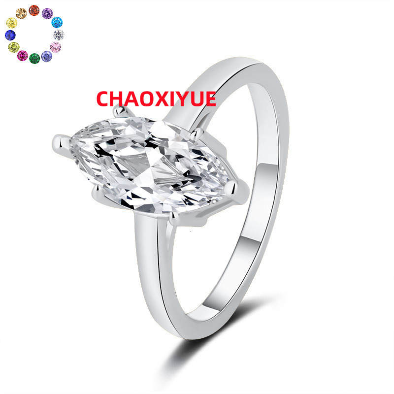 Wholesale S925 Sterling Silver Moissanite Ring for Women Horse Eye Design Cross-Border