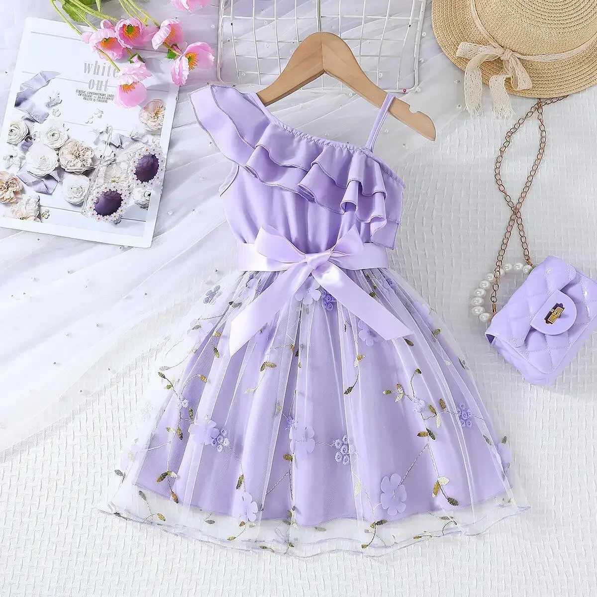 Summer Dress for Baby Girls Kids 2-7 Years Birthday Ruffled Embroidered Sleeveless Floral Princess Dresses Ootd For Baby Girl X250528