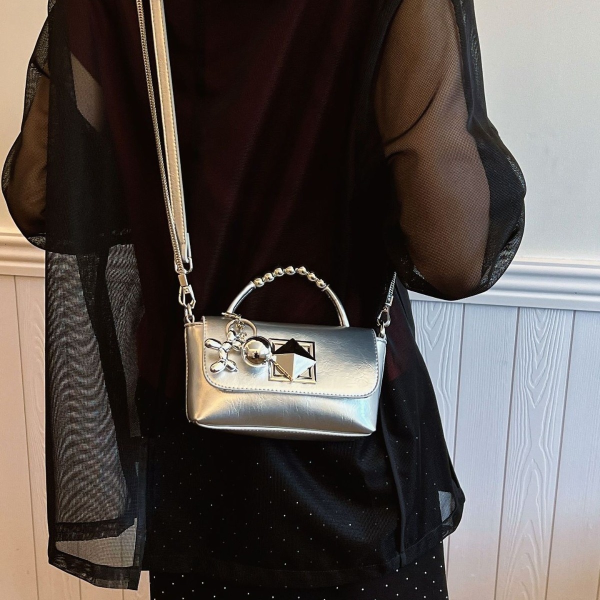 Women's Shoulder Bag Free Shipping Designer Bag European Fashion High-end Trendy Small Square Bag New Chain Bag Patent Leather Mini Hand-held Cro