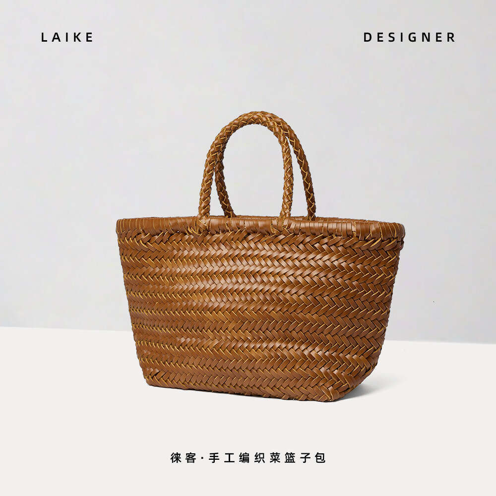 2024 New Handmade Woven Genuine Leather French Style Basket First Layer Cowhide Women's Bag