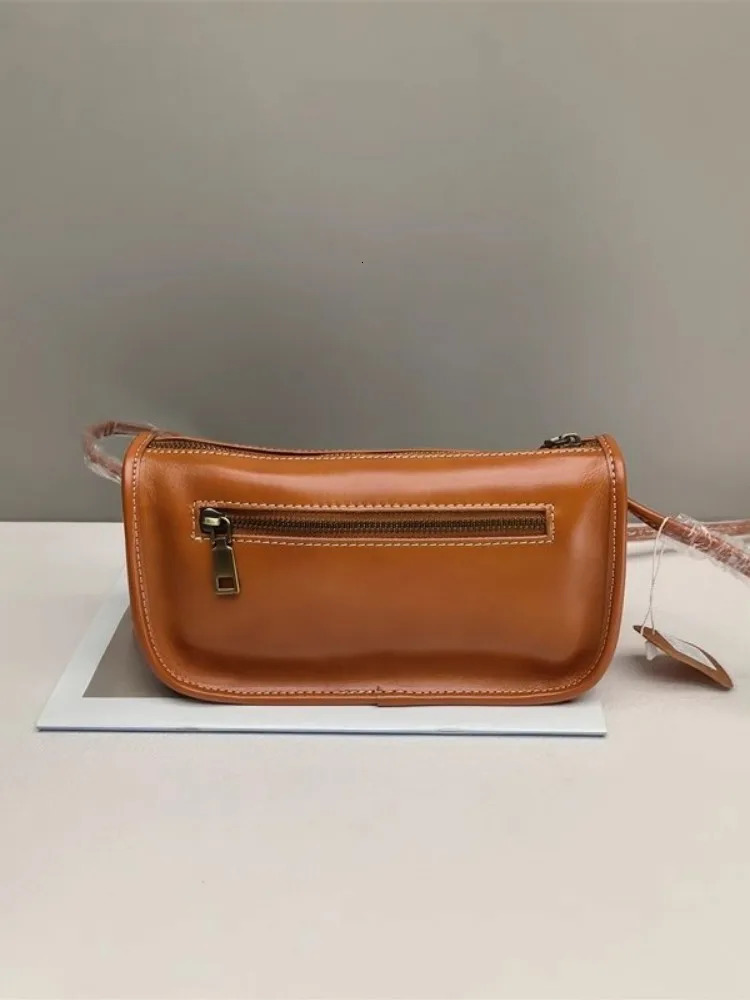 Casual Women Single Shoulder Bag Zipper Soft Cowskin Genuine Leather Bags Versatile Solid Color Ladies Fashion Crossbody Bags 250527