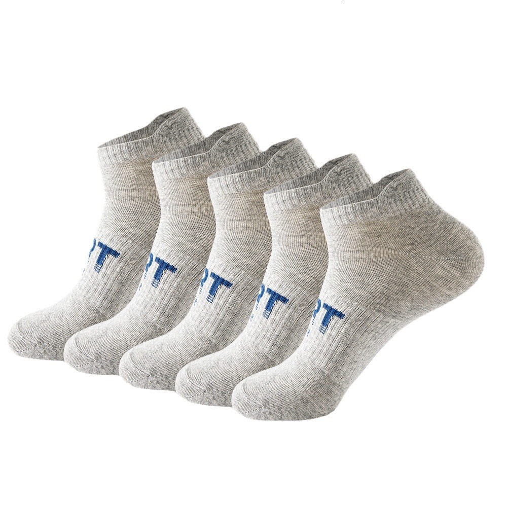 Men's Short Spring Summer Thin Letter Sport Cotton Breathable Sweat-Absorbing Boat Socks