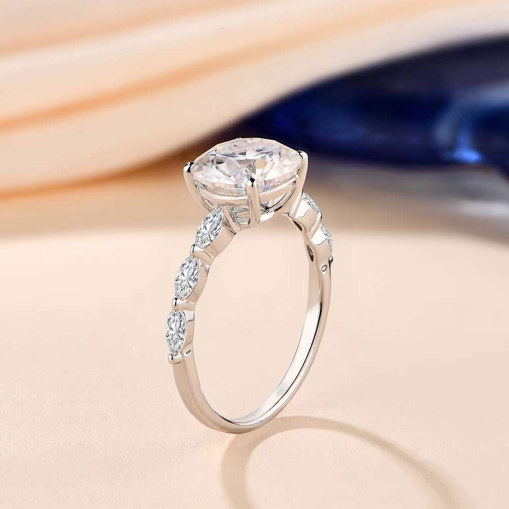 New Design D Color Vvs Moissanite Ring 925 Sterling Silver Diamond Round Shape Engagement Ring for Women