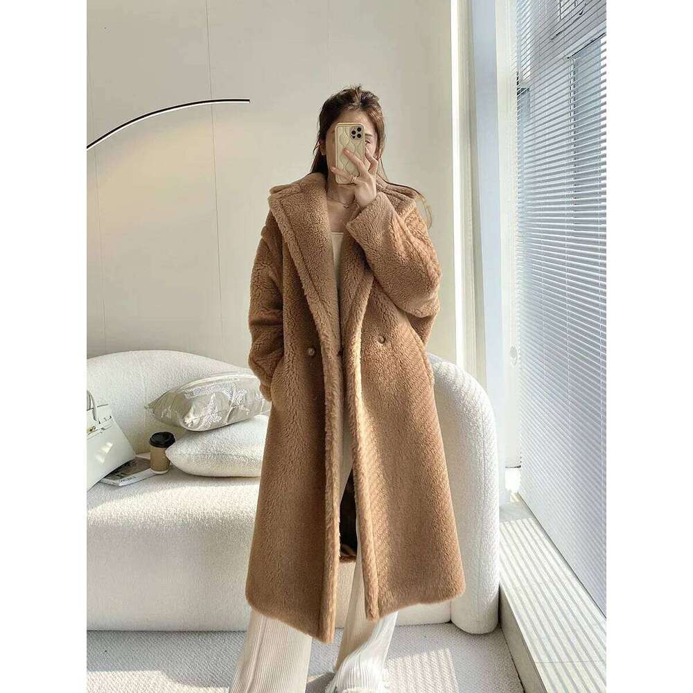 Winter Bear Women's Alpaca High-End Profile Mid-Length 2025 New Teddy Women Fur Camel Coat
