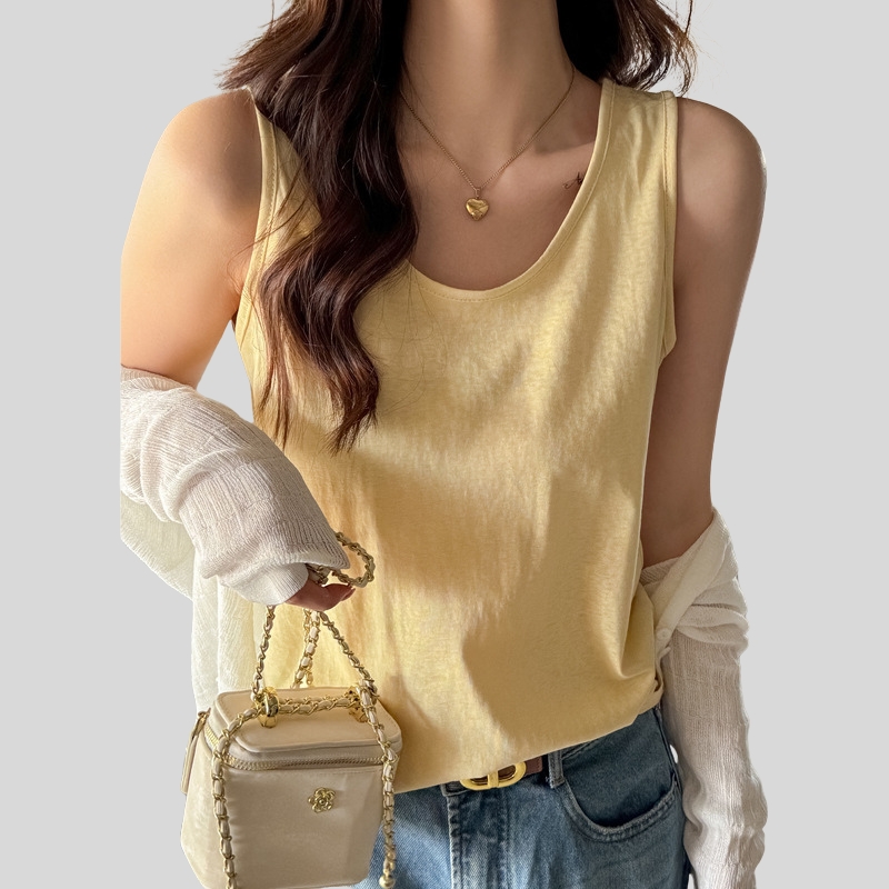 Spring and summer versatile loose lazy wind base can be worn outside small suspender vest women's inner cover meat sleeveless top