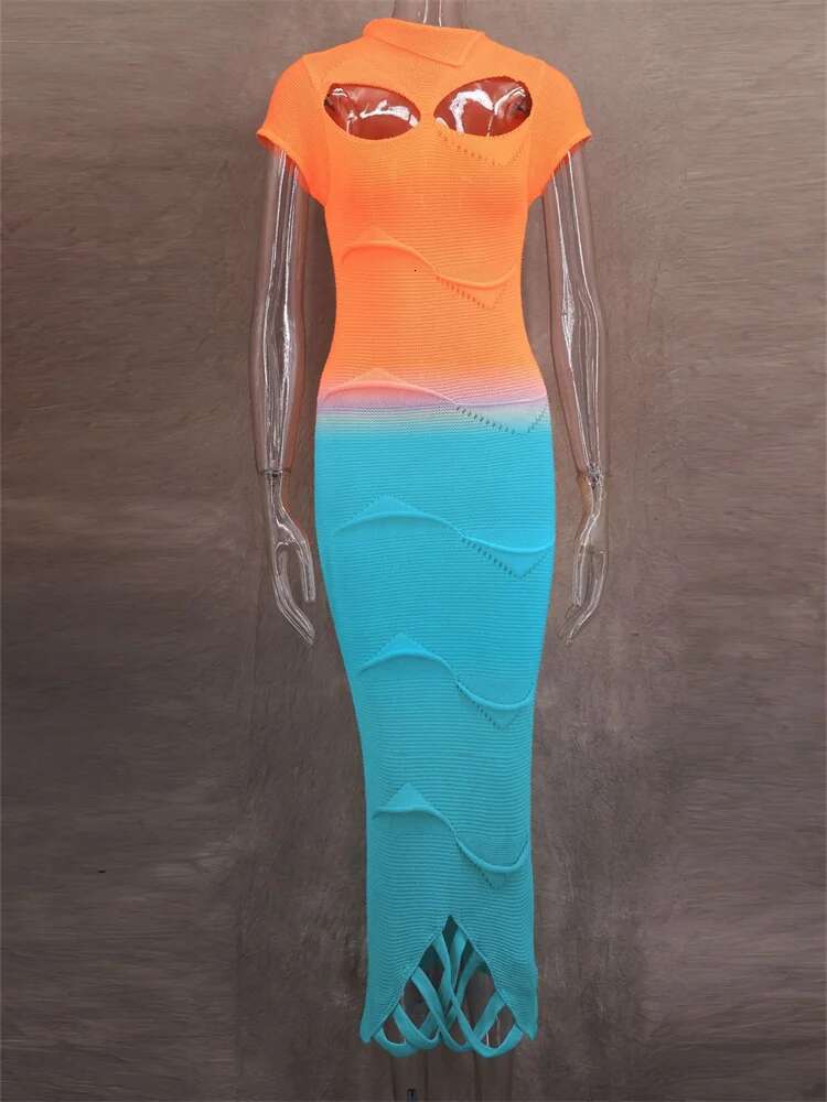 Dresses for Women 2025 Wholesale Cross Neck Hollowed Out Black Fringed Knitted Patchwork Maxi Dress Fashion Street Wear