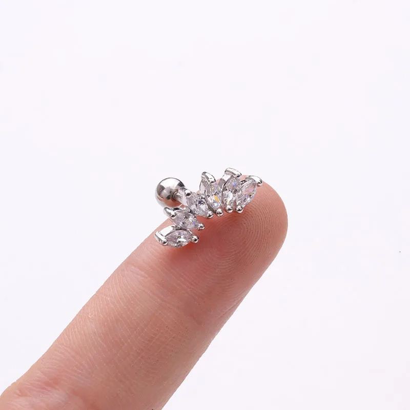 1 PCS Simple Elegant Small Zircon Ear Cartilage Stud Earring Trendy Gold Color Steel Helix Ear Piercing Cuff Jewelry 250527