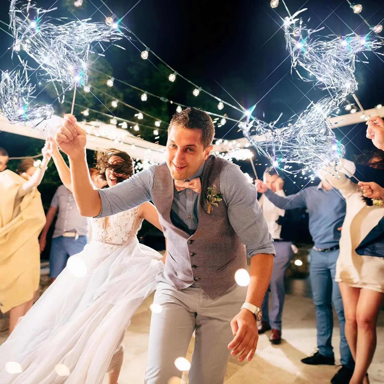 36-200PCS Lighted Wedding Wands LED Tinsel Wedding Wand Light up Wedding Streamers for Baby Shower Birthday Party Favors W250528