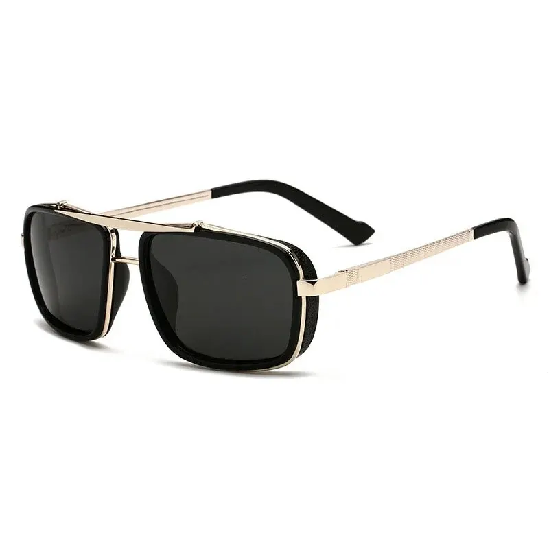 designer new mens square uv400 dual beam pilot sunglasses