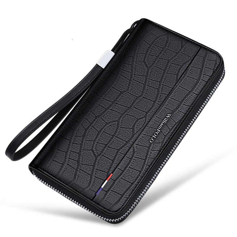 Free Shipping Designer Leather Bag Men's Long Wallet Handbag Card Bag Coin Purse Fashionable Top Layer Cowhide Phone Bag