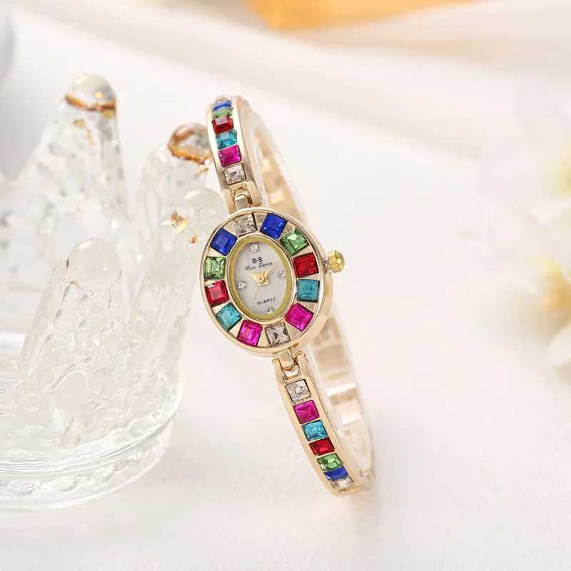 Luxury Rainbow Rhinestone Watch Women Ladies Bracelet Watches Fashion Gift Quartz Wristwatch Dropshipping Reloj Mujer XJ250527