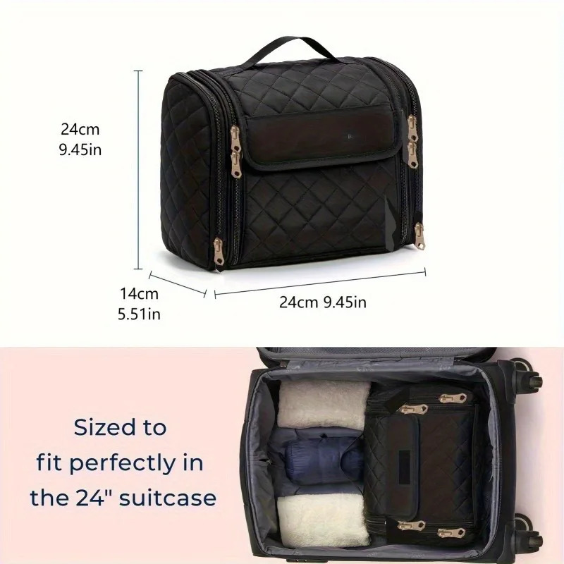 Makeup Bag for Women with Hanging Hook Large Portable Capacity Organizer Travel Case for Toiletries and Cosmetics 250527