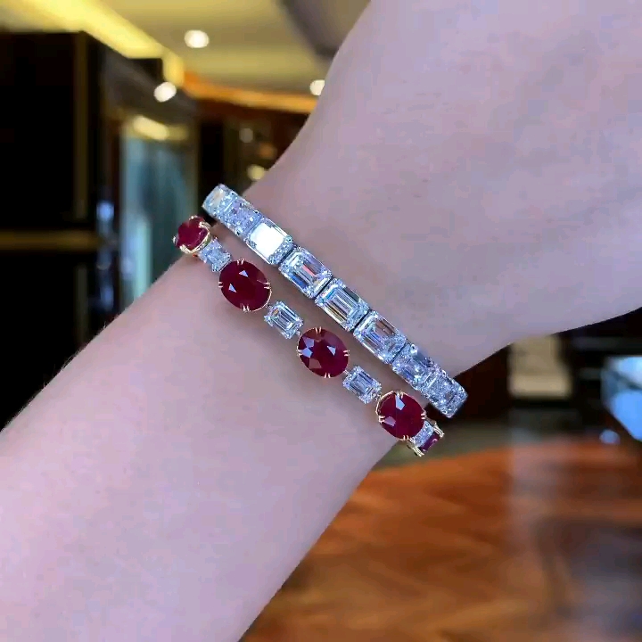 Europe and America Ins Top Sell Luxury Jewelry 10KT White Gold Fill Emerlad Cut 5A Cubic Zircon CZ Diamond Gemstones Party Women Stack Wedding Bracele