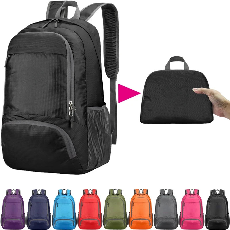 23L Packable Backpack Foldable Ultra Light Outdoor Duffle Bag Big Folding Knapsack Hiking Travel Rucksack Mountaineering Daypack 250522