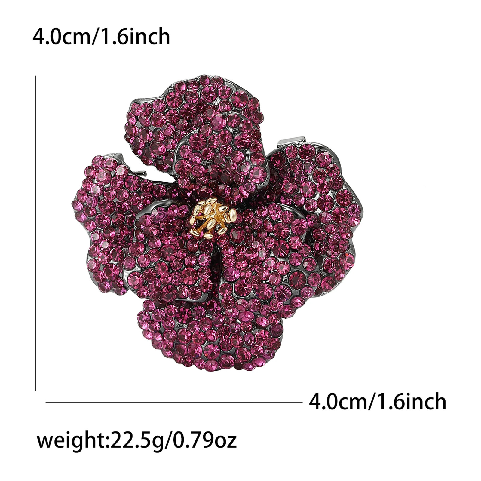 Vintage Heavy Industry Rhinestone Peony Flower Brooches for Women Plant Pin Event Funny Gifts Year Friends Decoration 250527