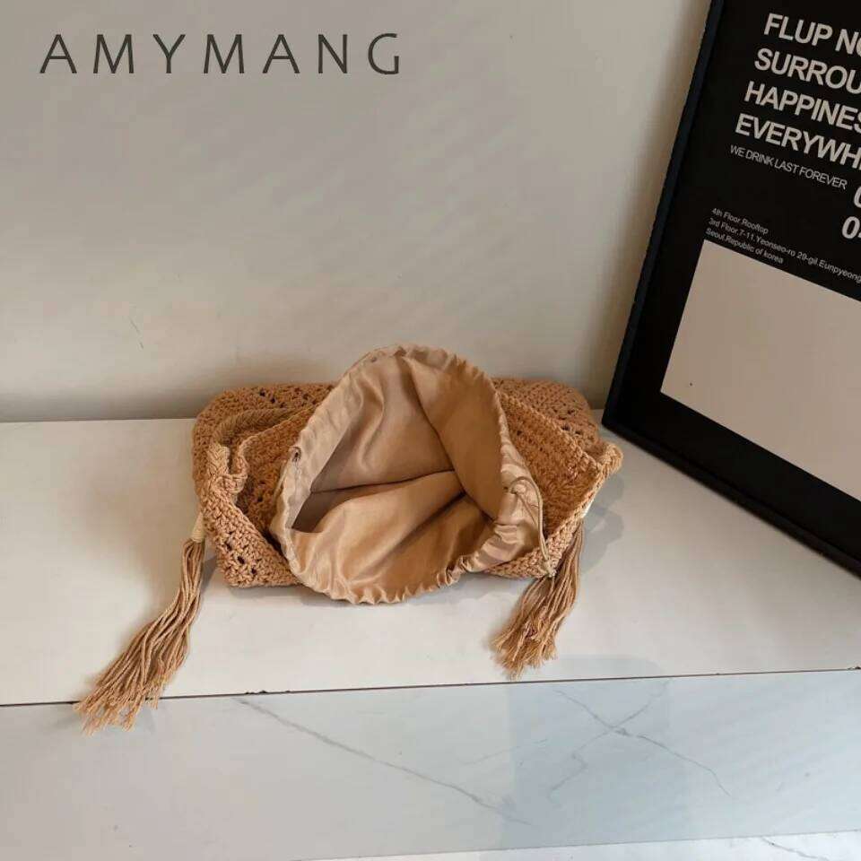 Lazy Style Relaxation Feeling Large Capacity Woven Women's Summer Seaside Vacation One-Shoulder Beach Straw Tote Bag