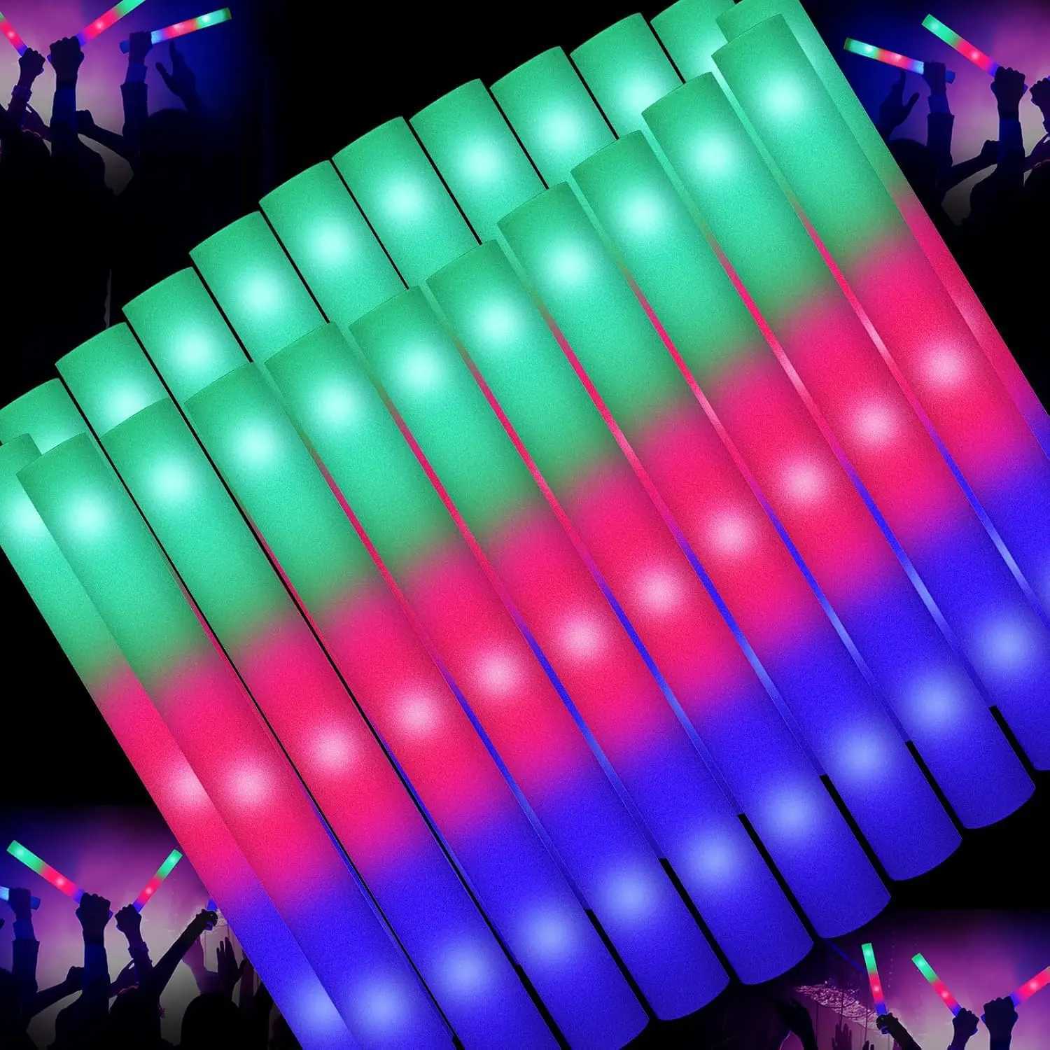 115 Pack LED Foam Glow Sticks Bulk Glow Sticks with 3 Colorful Flashing Modes Glow in the Dark Party Supplies for Wedding W250528