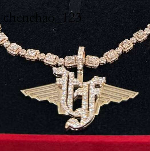 Moissanite Dia Handmade Yellow Gold Plated New Fashion Jewelry Hip Hop Trend Personalized Pendant