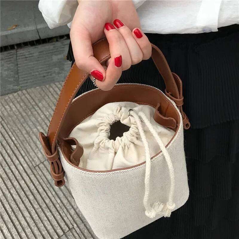 Canvas Bucket for Women's Crossbody Bags Beach Handbag small Korean style female Shoulder Messenger Bag new Totes bolsa