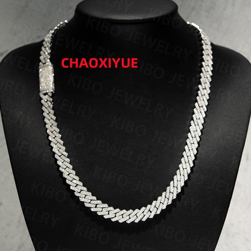 Iced Out Bling Diamond Hip Hop 8mm Miami Wholesale Cuban Link Chain S925 Sterling Silver Jewelry Moissanite Cuban Chain