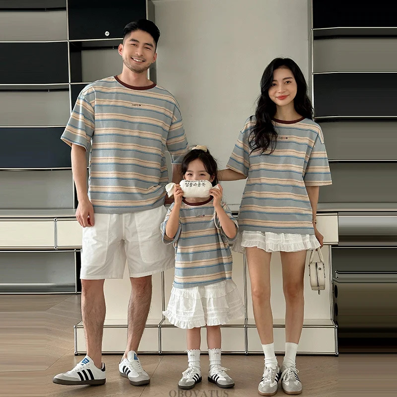 Family Look Summer Clothing Set Father Mother and Kids Matching Outfits Fashion Streetwear Parents Child Family Clothes Suit 250528