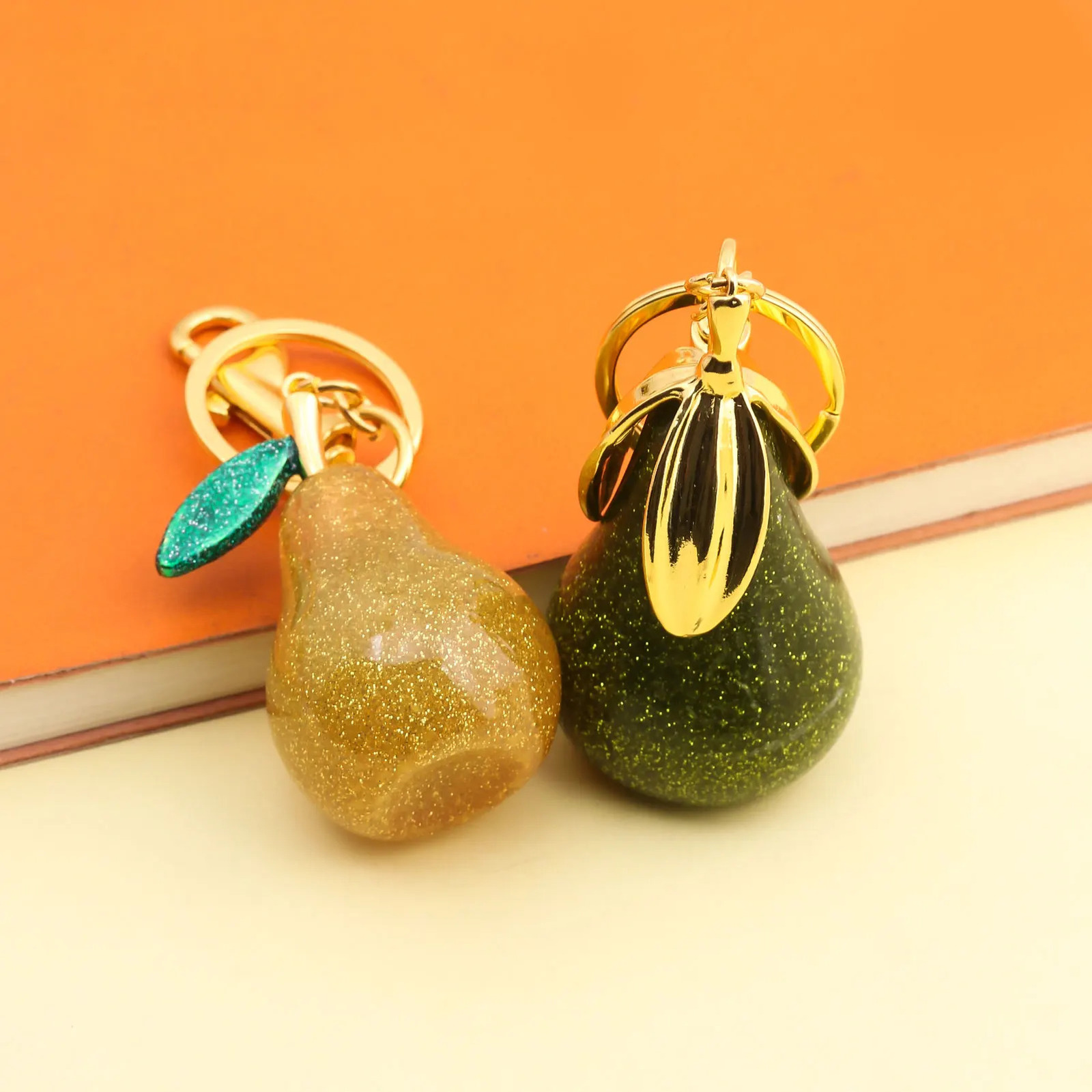 Pear Bag Charm Keychain Exquisite Green Yellow Pear Fruit Key Chain For Women Bag Purse Pendant Accessories Gift 250527