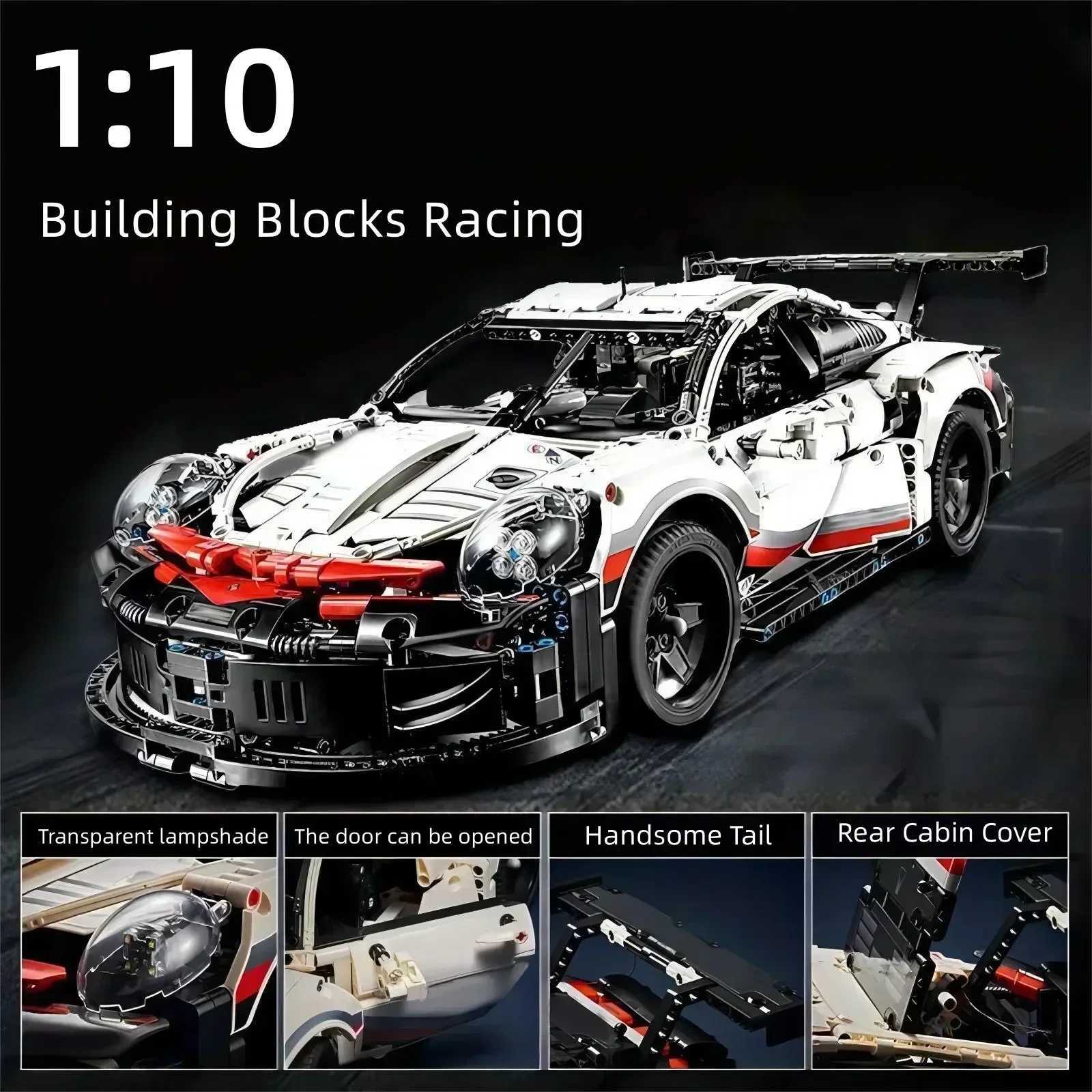 Birthday Gifts1580+Pcs 1 10 Assembled Building Blocks Compatible 42096 Electric Sports Car Model Remote Control with Lights DIY Z250528