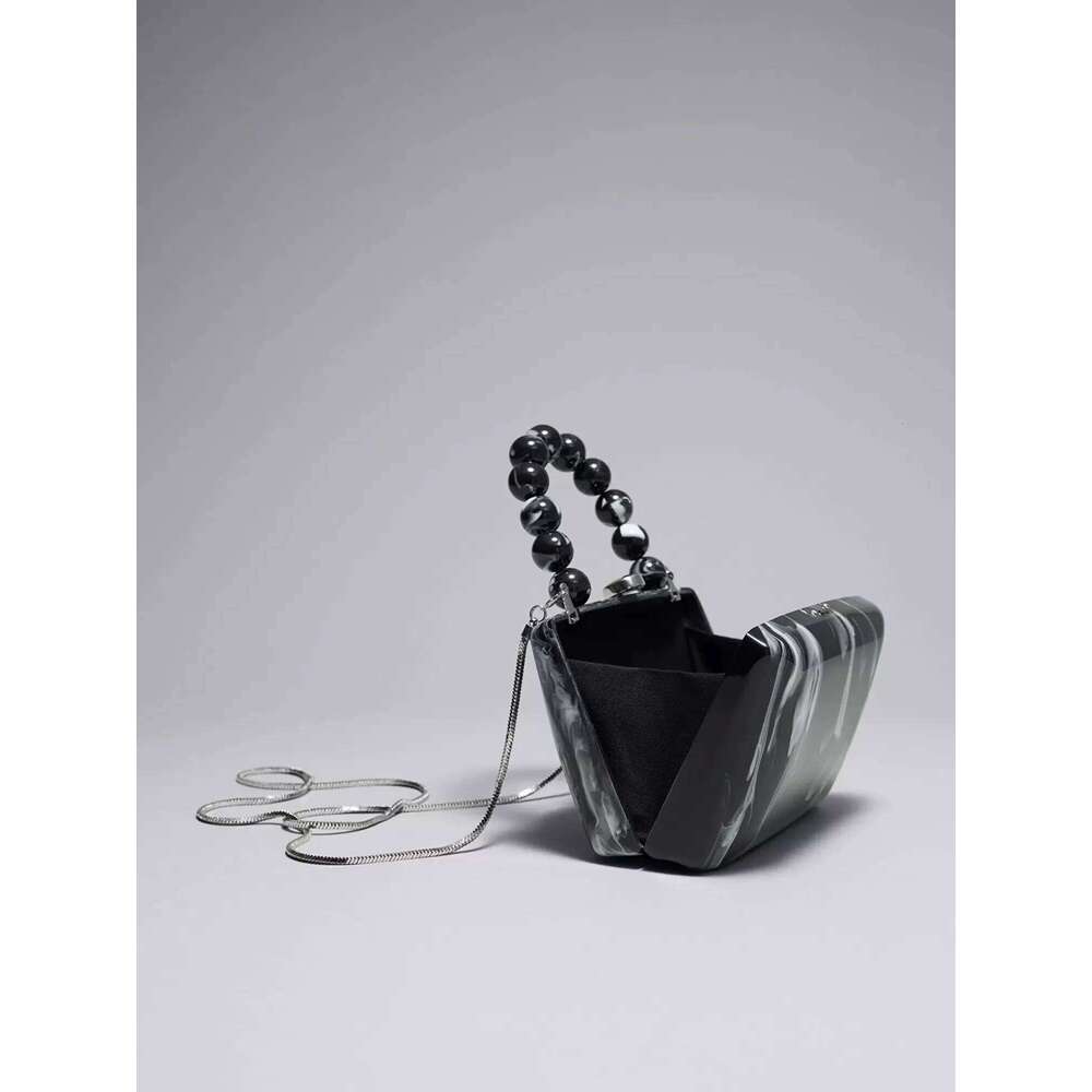 2025 Designer New Marble Texture Black Evening Bag Acrylic Clutch Women Wedding, Prom, Party Perfect Gift For Dating