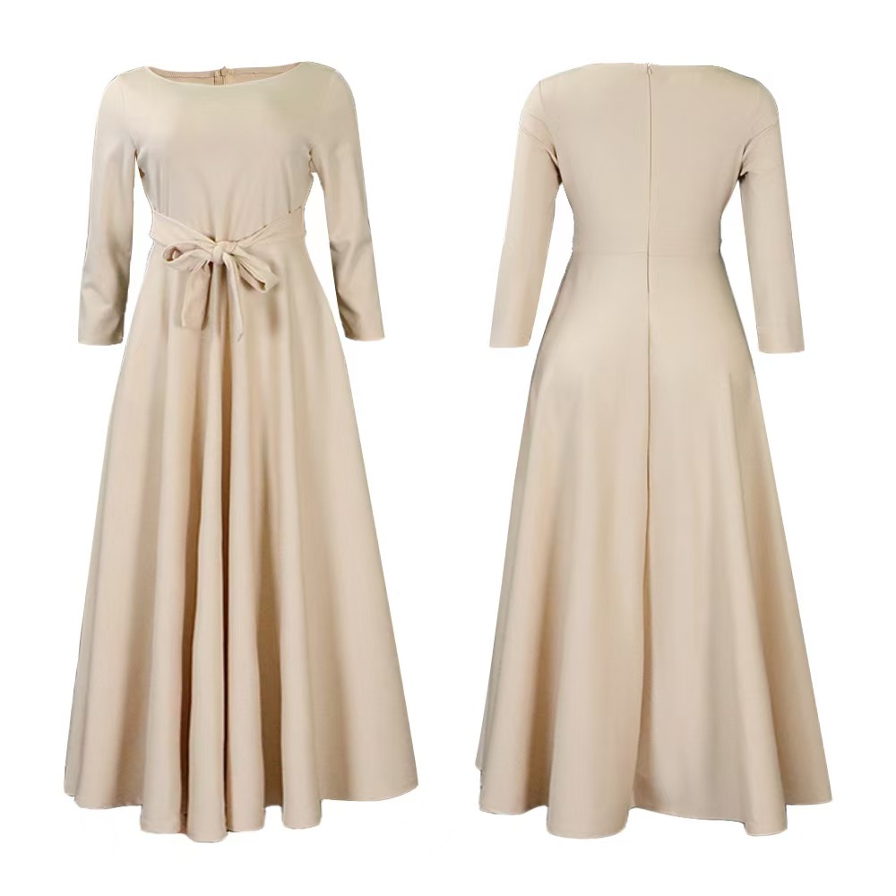womens dresses new spring summer fashion temperament tie waist large size long dresses short dresses
