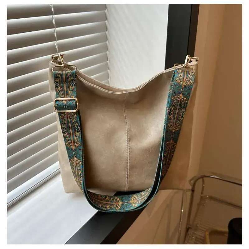 large capacity pu leather crossbody bag for women durable handheld bucket style