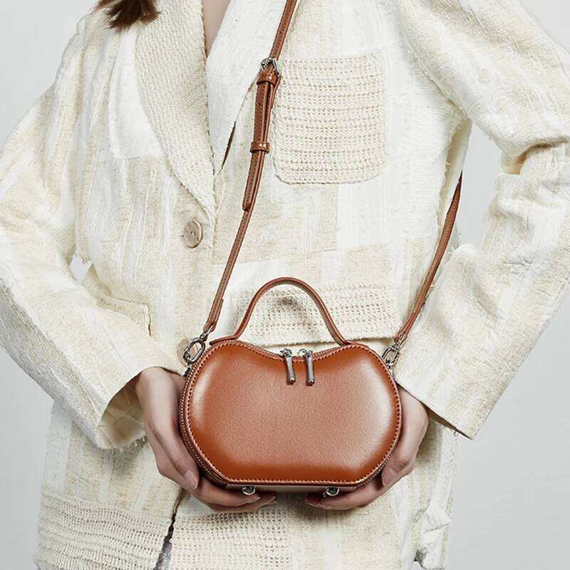 Burminsa Genuine Leather Apple Shape Small Shoulder Crossbody Bags For Women 2025 Designer Saddle Purses Ladies Handbags