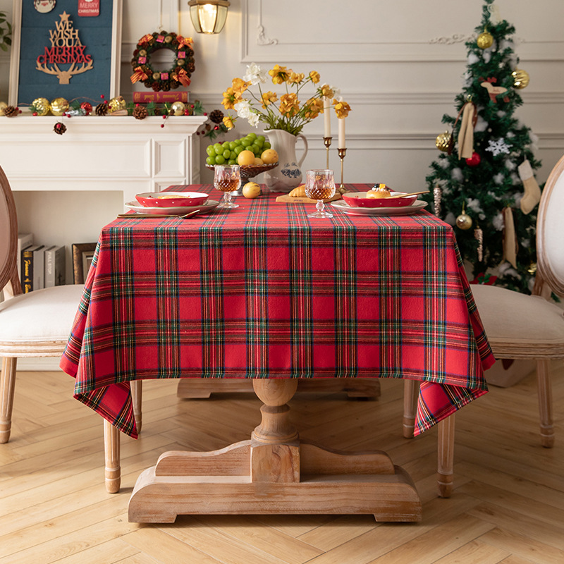 B361 tablecloth American plaid tablecloth rectangular photo atmosphere retro cotton and linen coffee table cloth tablecloth