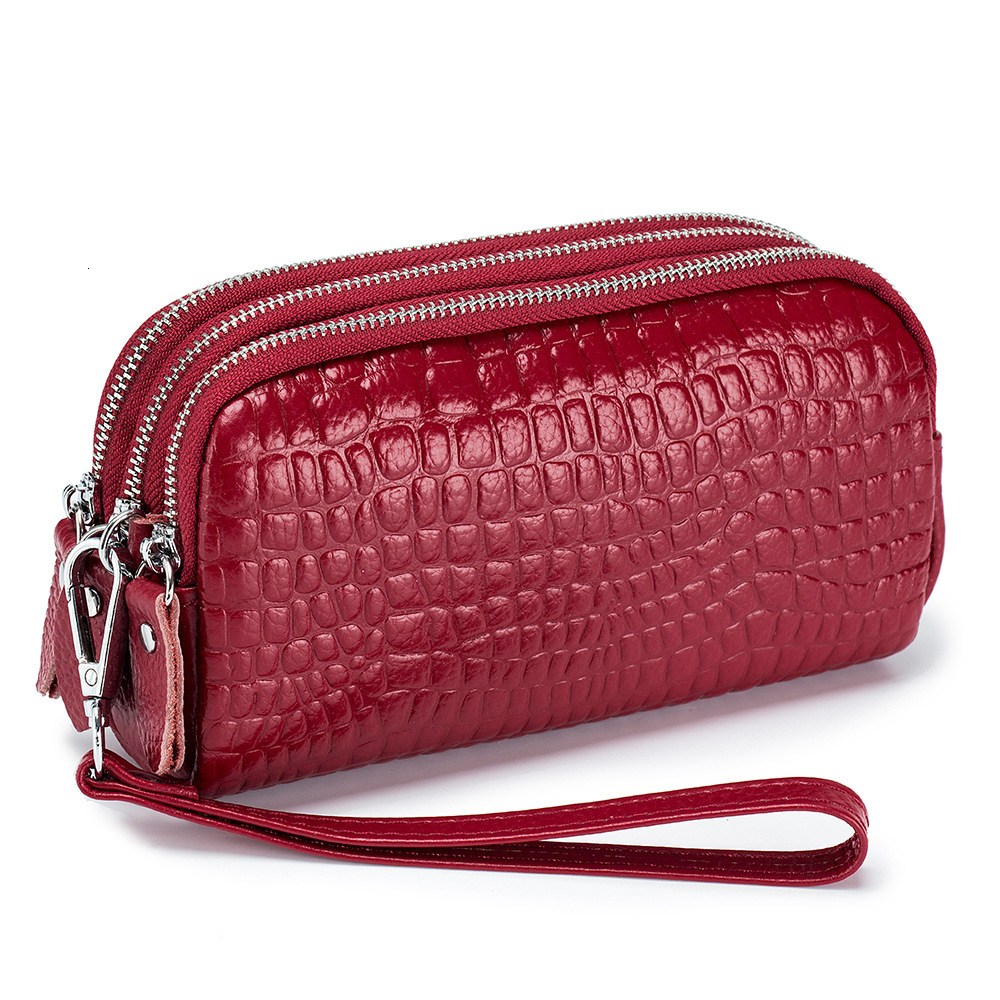 Free Shipping Designer Wallet New Genuine Leather Bag For Women Three-layer Large Capacity Fashion Wallet Crocodile Pattern Mom Bag Multifunctional Cl