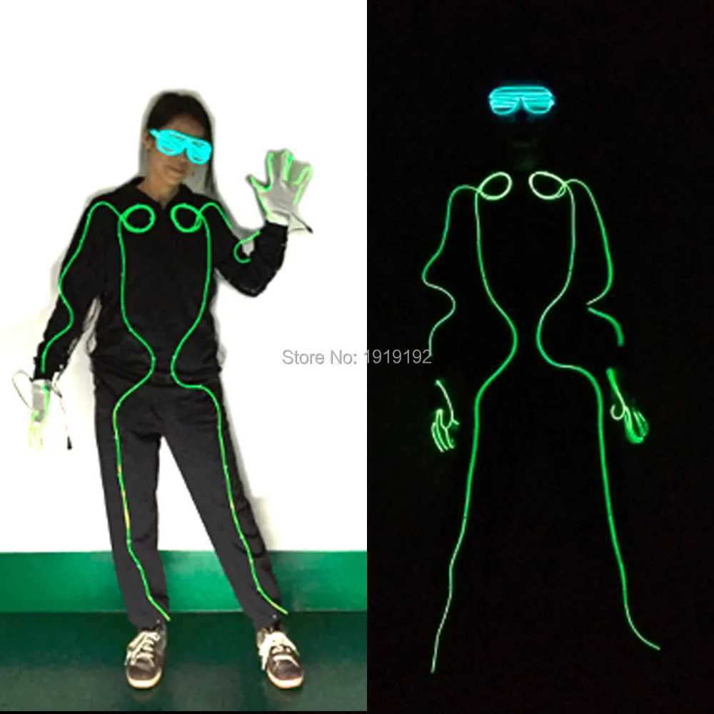 DIY Glowing EL Costume Accessory EL Wire Neon Light DIY Material Self-Make Fluorescent Clothes Luminous Costumes For Dance W250528