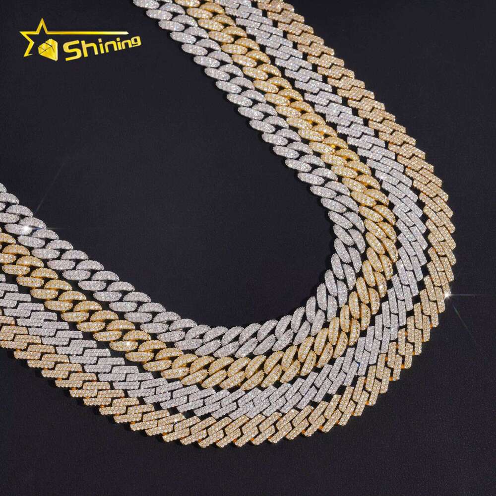 Hip Hop Fine Jewelry Factory Direct Sell 10MM Iced Out Sterling Sier White Gold Plated Moissanite Cuban Link Chain Men