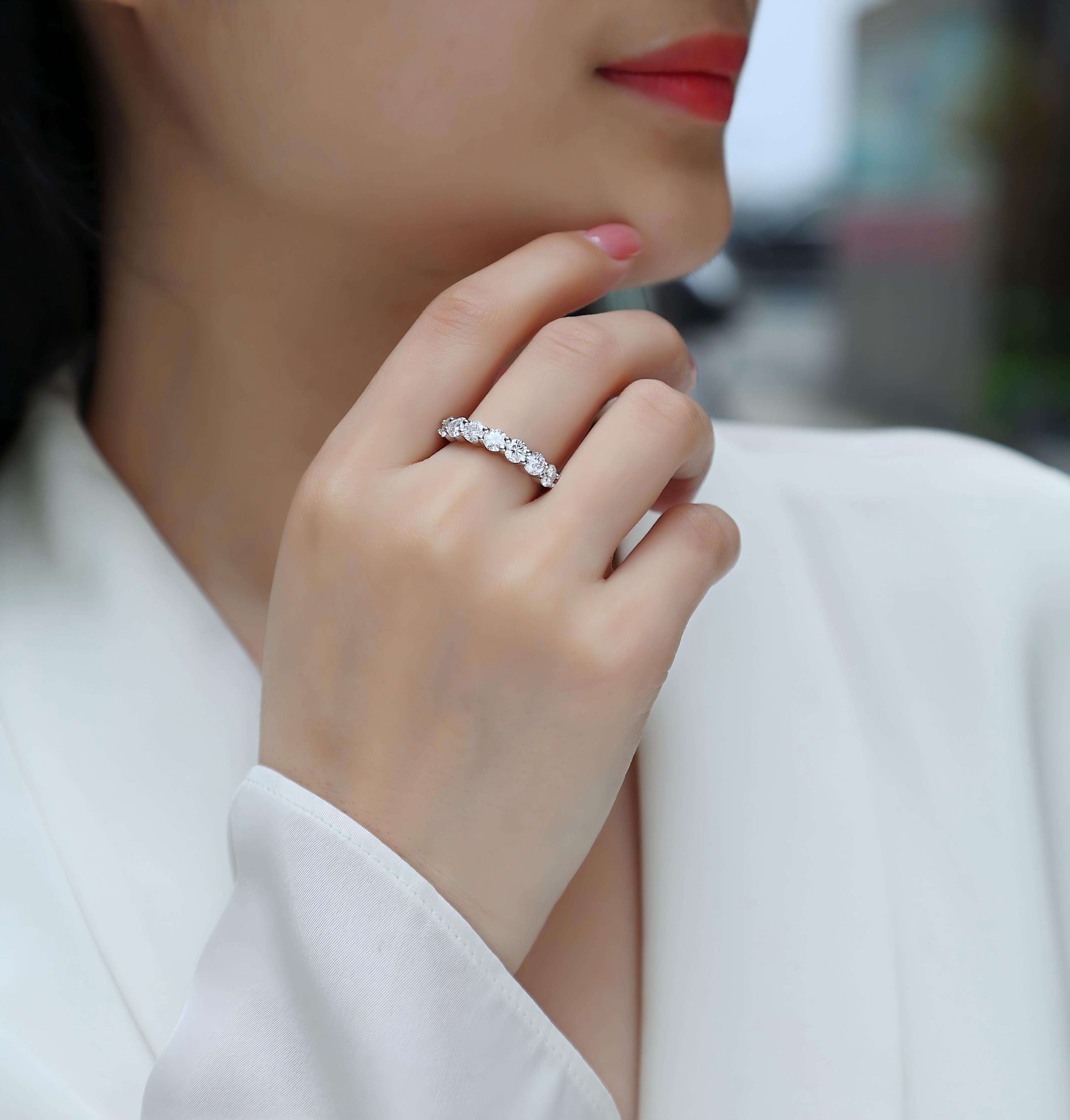 Wholesale Moissanite Eternity Ring Love Rings 925 Sterling Silver VVS D White Gold GRA Certified Moissanite Diamond Jewelry Ring