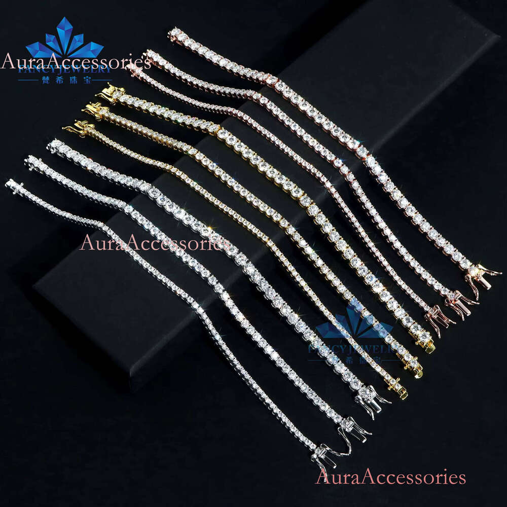 Hip Hop Jewelry Custom Real 10K 14K Solid Gold Bracelet DEF Lab Grown Dia Bangle Tennis Chain
