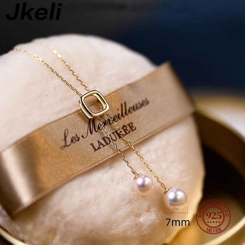Japanese S925 Sterling Silver Double Pearl Necklace Y-shaped Long Tassel Premium Light Fashion Sweater Chain 250520